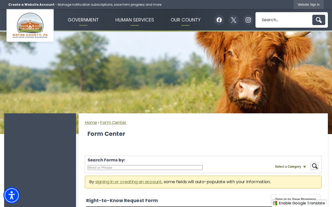 Wayne County booking-record Right-to-Know request form